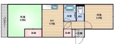 AKビル(2DK/2階)の間取り写真