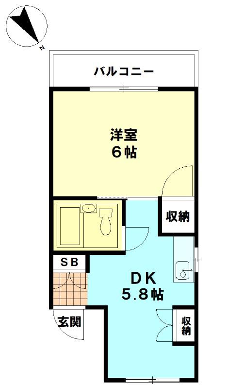サニーテラス成増(1DK/2階)の間取り写真