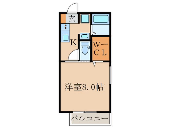 ハイツ糺(1K/2階)の間取り写真