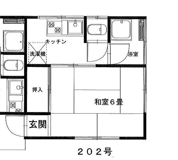秀栄荘(1K/2階)の間取り写真