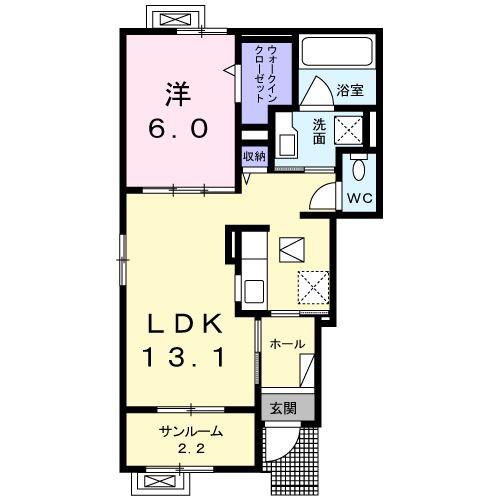 ベル フルール A(1LDK/1階)の間取り写真