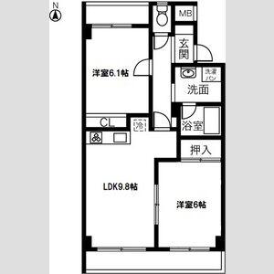 神ノ木ハイツ(2LDK/2階)の間取り写真