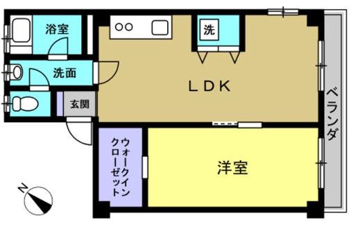 六甲グロリアハイツ(1LDK/3階)の間取り写真