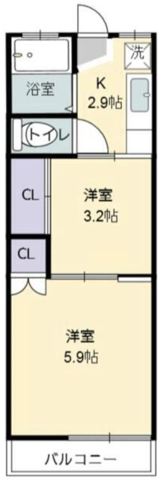 六興ハイツ(2K/2階)の間取り写真
