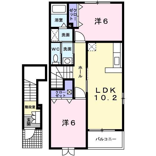 サンリット ヒル2(2LDK/2階)の間取り写真