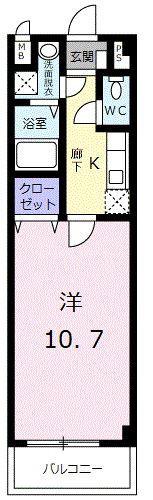 ビアーレM(1K/3階)の間取り写真