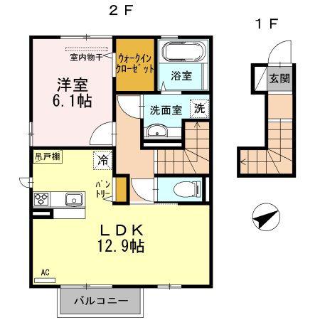 カピトロ(1LDK/2階)の間取り写真