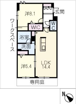 シャーメゾン加納本町(2LDK/1階)の間取り写真