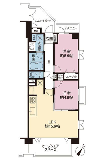 グランシティ湘南海岸(2LDK/4階)の間取り写真