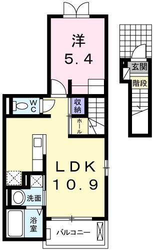 ベルフィオーレ(1LDK/2階)の間取り写真