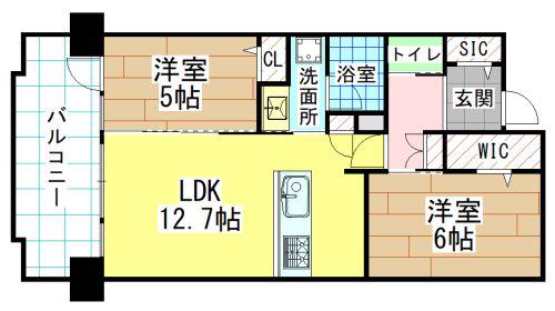 グランドパレス黒崎ランドマークス(2LDK/8階)の間取り写真