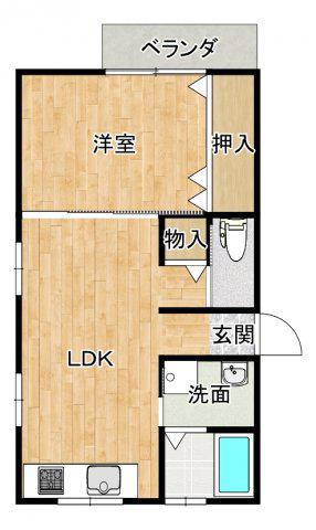 宝ハイツ1(1LDK/2階)の間取り写真