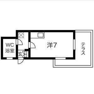千里山ハイツ(ワンルーム/1階)の間取り写真