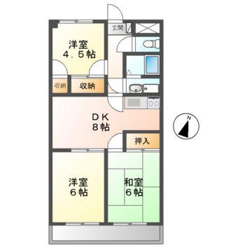 アルトラマンション中垣外(3DK/2階)の間取り写真