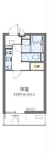 クレイノワコウサンハイツ蕨(1K/2階)の間取り写真