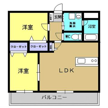 コーポラスフラワー(2LDK/1階)の間取り写真
