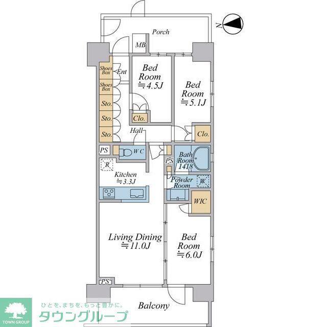 バウス柏(3LDK/12階)の間取り写真