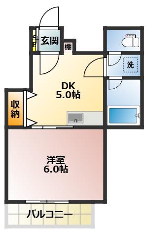 サンクレストSAITO(1DK/4階)の間取り写真