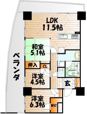 KOKURATOWER(3LDK/3階)の間取り写真
