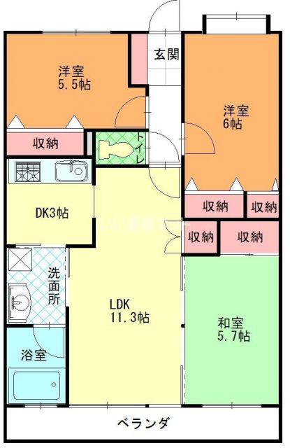 プライムスクエア太田(3LDK/3階)の間取り写真