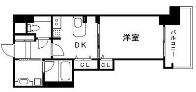 インペリアル新神戸(1DK/7階)の間取り写真