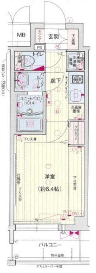 プレサンス谷町リーベ(1K/11階)の間取り写真