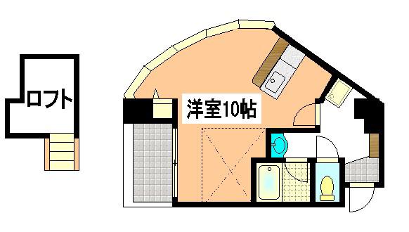 プロヴァンス東白島(ワンルーム/5階)の間取り写真