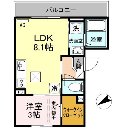 レジデンス木の実小路(1LDK/1階)の間取り写真