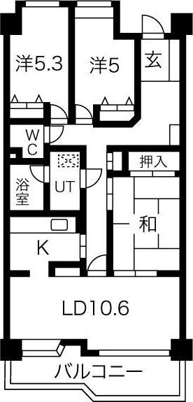 エクセレンス志賀本通(3LDK/7階)の間取り写真