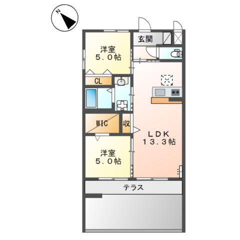 泉大津市千原町アパート(2LDK/1階)の間取り写真