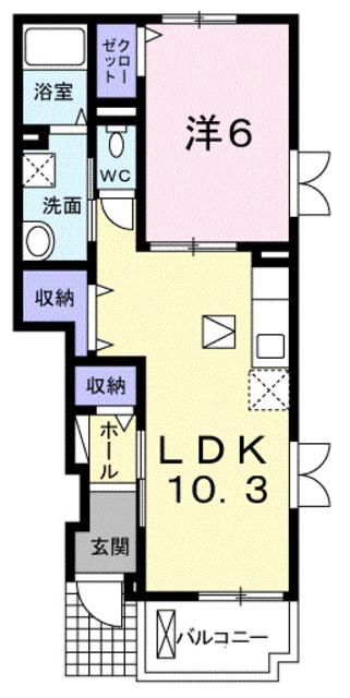 セレーノ加美(1LDK/1階)の間取り写真