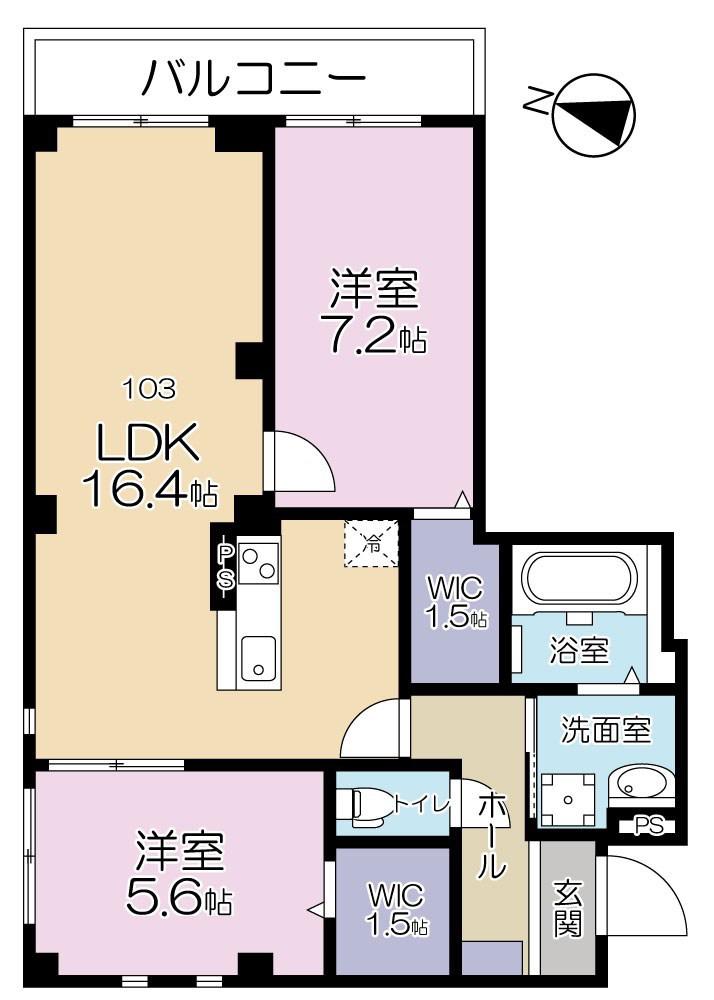 A.FLAT II(2LDK/1階)の間取り写真