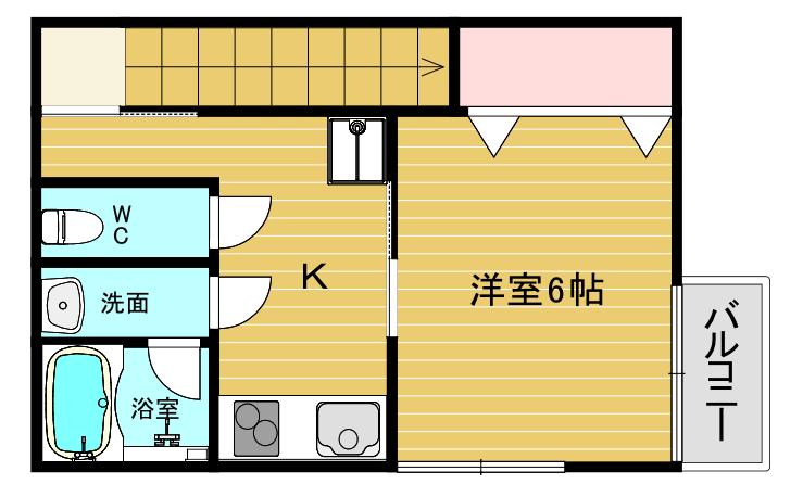 サンフォード上ヶ原(1K/1階)の間取り写真