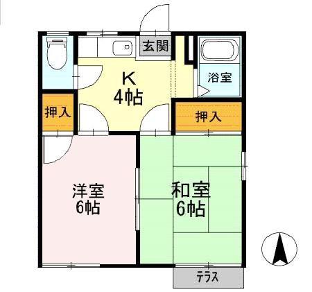 フォーブル神林(2K/1階)の間取り写真