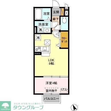 モナリエカワムラ(1LDK/1階)の間取り写真