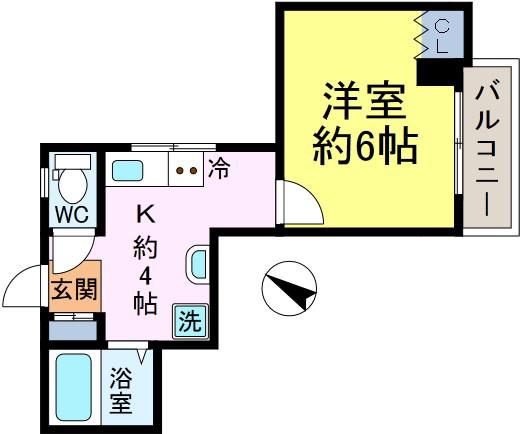 コーポダイアン(1K/3階)の間取り写真