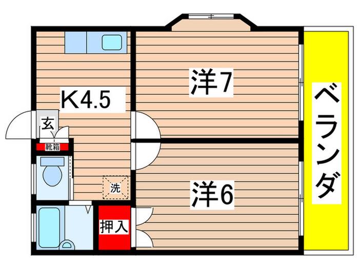 大栄豪ハイツNO3(2DK/3階)の間取り写真
