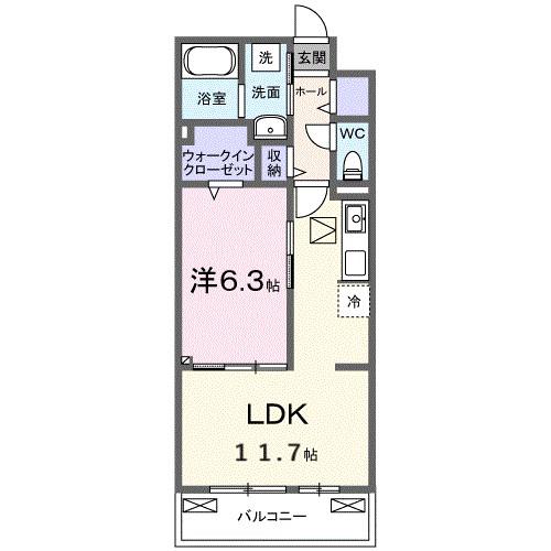 ヒカルサ東加古川(1LDK/1階)の間取り写真