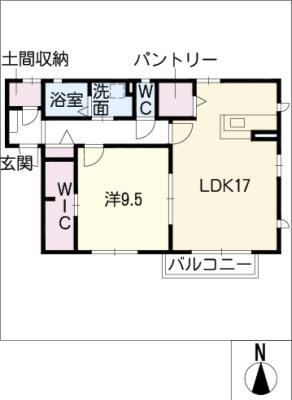 シャンテ浮野(1LDK/2階)の間取り写真