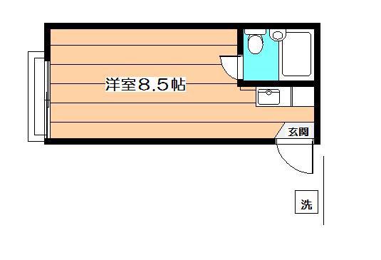 ぴゅあハウス(ワンルーム/2階)の間取り写真