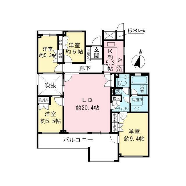 エストライフつつじヶ丘七番館(4LDK/2階)の間取り写真