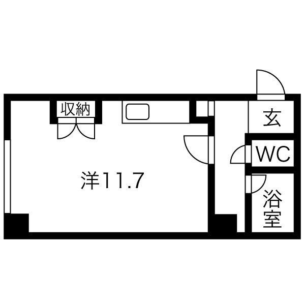 グリーンパレス(ワンルーム/3階)の間取り写真