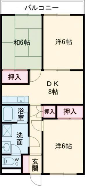 セゾンマンション(3DK/2階)の間取り写真