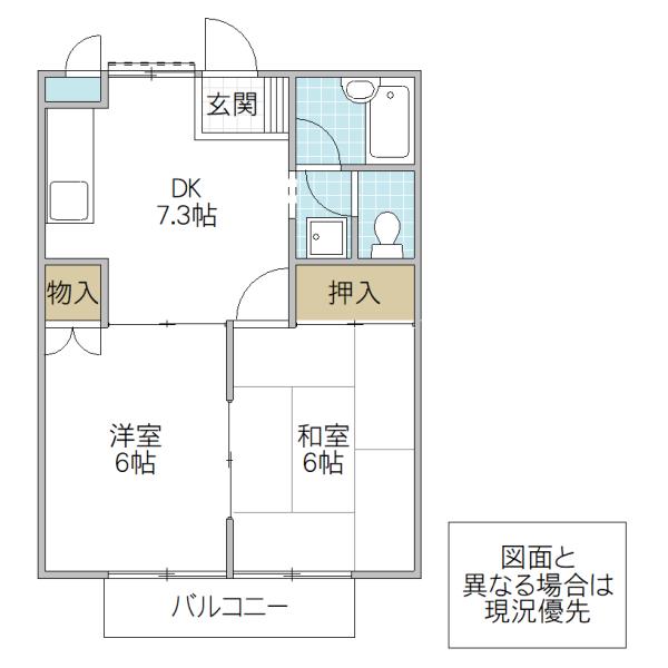 サマックスリバーピア A棟(2DK/2階)の間取り写真