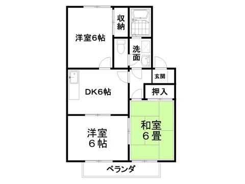 ゴールデンハイムB棟(3DK/1階)の間取り写真