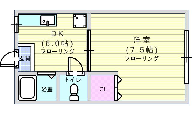 コンフォート3(1K/1階)の間取り写真