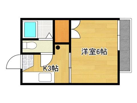 ハイツひろよし(1K/2階)の間取り写真