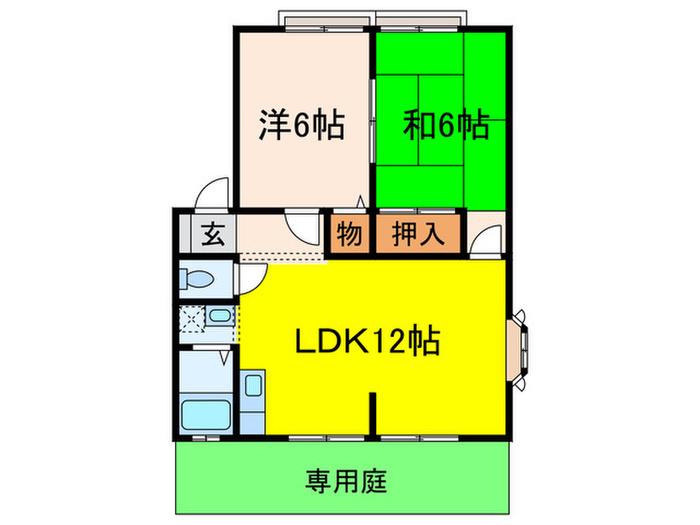 メゾンハイツ中野II(2LDK/1階)の間取り写真