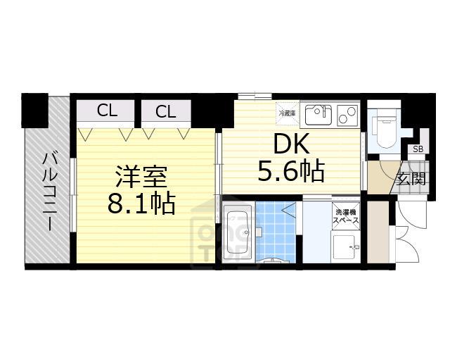 ノルデンハイム江坂Ⅱ(1DK/7階)の間取り写真