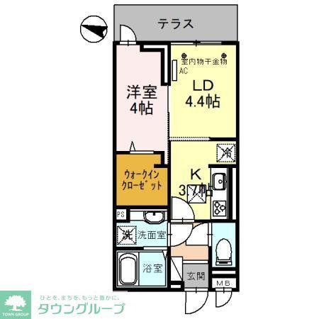 D-SERENO下藤沢(1LDK/1階)の間取り写真